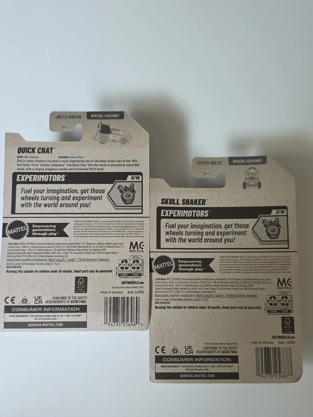 Hot Wheels Experimotors  Toaster, Quick Chat, Magic 8, Skull Shaker, Twin Tags
